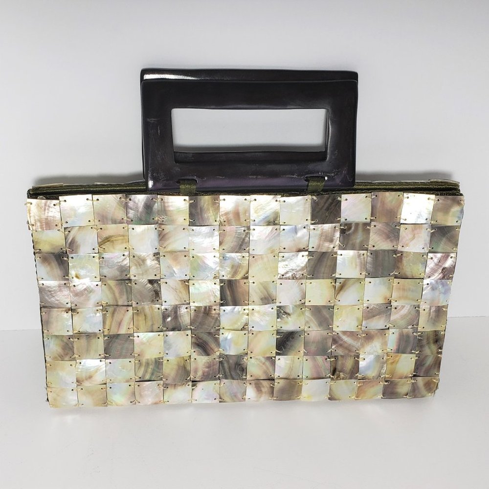 Iridescent Shell Handle Bag Perfect for Holiday Beach Wedding Vacations